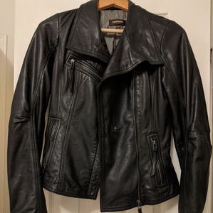 Danier black leather biker jacket US 4-6